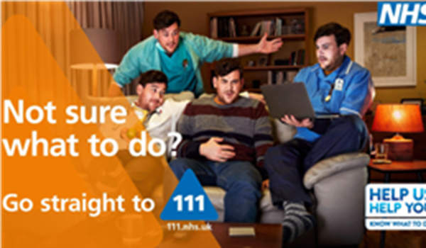 Image with accessible link to NHS 111 website